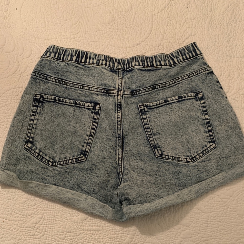 Acid wash jean shorts